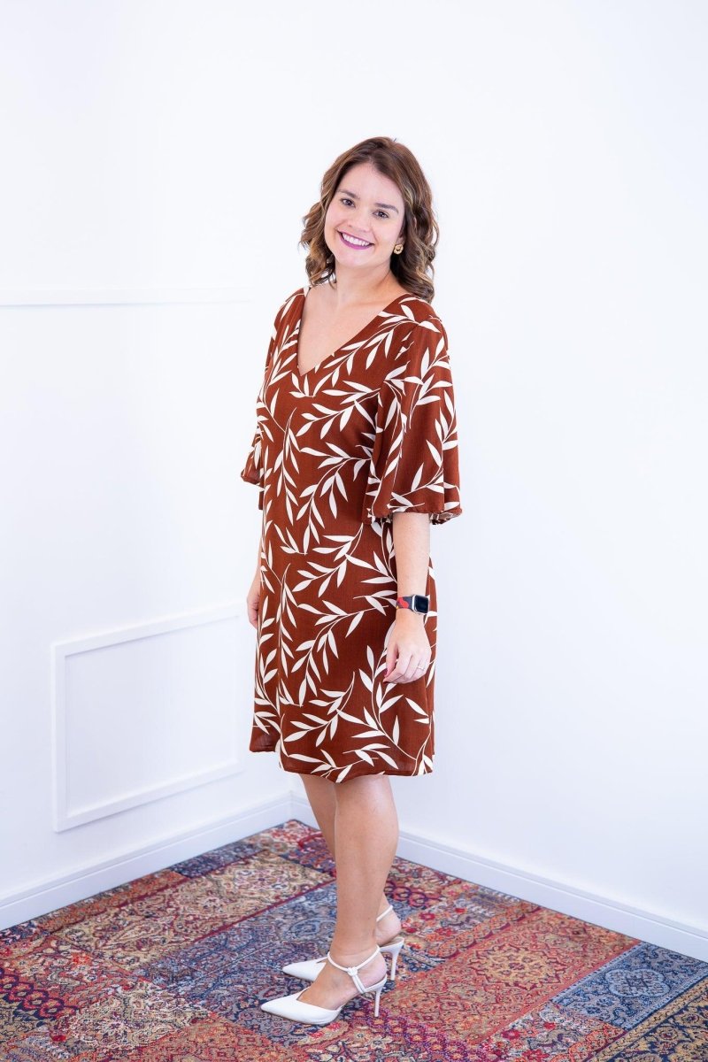 Vestido Sabrina - Decote V Manga Morcego em Viscolinho - Naguirre Shop