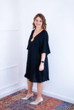 Vestido Sabrina - Decote V Manga Morcego em Viscolinho - Naguirre Shop