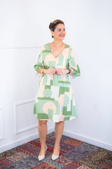 Vestido Sabrina - Decote V Manga Morcego em Viscolinho - Naguirre Shop