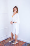 Vestido Sabrina - Decote V Manga Morcego em Viscolinho - Naguirre Shop