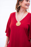 Vestido Sabrina - Decote V Manga Morcego em Viscolinho - Naguirre Shop
