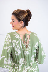 Vestido Sabrina - Decote V Manga Morcego em Viscolinho - Naguirre Shop