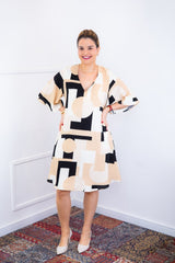 Vestido Sabrina - Decote V Manga Morcego em Viscolinho - Naguirre Shop