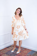 Vestido Sabrina - Decote V Manga Morcego em Viscolinho - Naguirre Shop