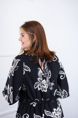 Vestido Sabrina - Decote V Manga Morcego em Viscolinho - Naguirre Shop