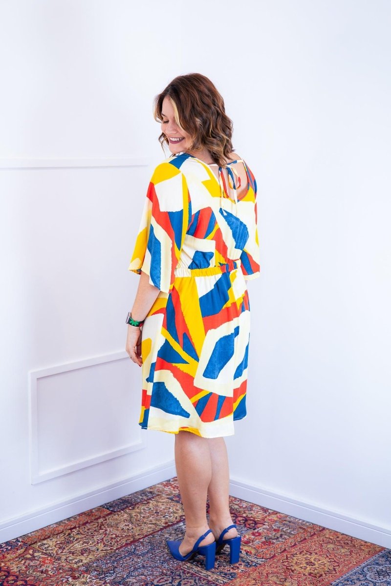 Vestido Sabrina - Decote V Manga Morcego em Viscolinho - Naguirre Shop