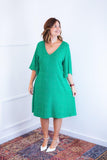 Vestido Sabrina - Decote V Manga Morcego em Viscolinho - Naguirre Shop