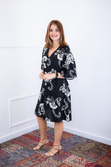 Vestido Sabrina - Decote V Manga Morcego em Viscolinho - Naguirre Shop