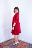 Vestido Sabrina - Decote V Manga Morcego em Viscolinho - Naguirre Shop