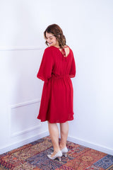 Vestido Sabrina - Decote V Manga Morcego em Viscolinho - Naguirre Shop