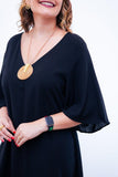 Vestido Sabrina - Decote V Manga Morcego em Viscolinho - Naguirre Shop