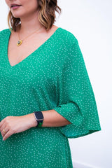 Vestido Sabrina - Decote V Manga Morcego em Viscolinho - Naguirre Shop