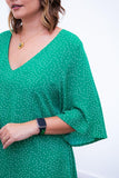 Vestido Sabrina - Decote V Manga Morcego em Viscolinho - Naguirre Shop