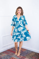Vestido Sabrina - Decote V Manga Morcego em Viscolinho - Naguirre Shop