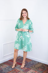 Vestido Sabrina - Decote V Manga Morcego em Viscolinho - Naguirre Shop