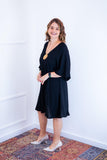 Vestido Sabrina - Decote V Manga Morcego em Viscolinho - Naguirre Shop