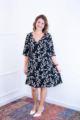 Vestido Sabrina - Decote V Manga Morcego em Viscolinho - Naguirre Shop