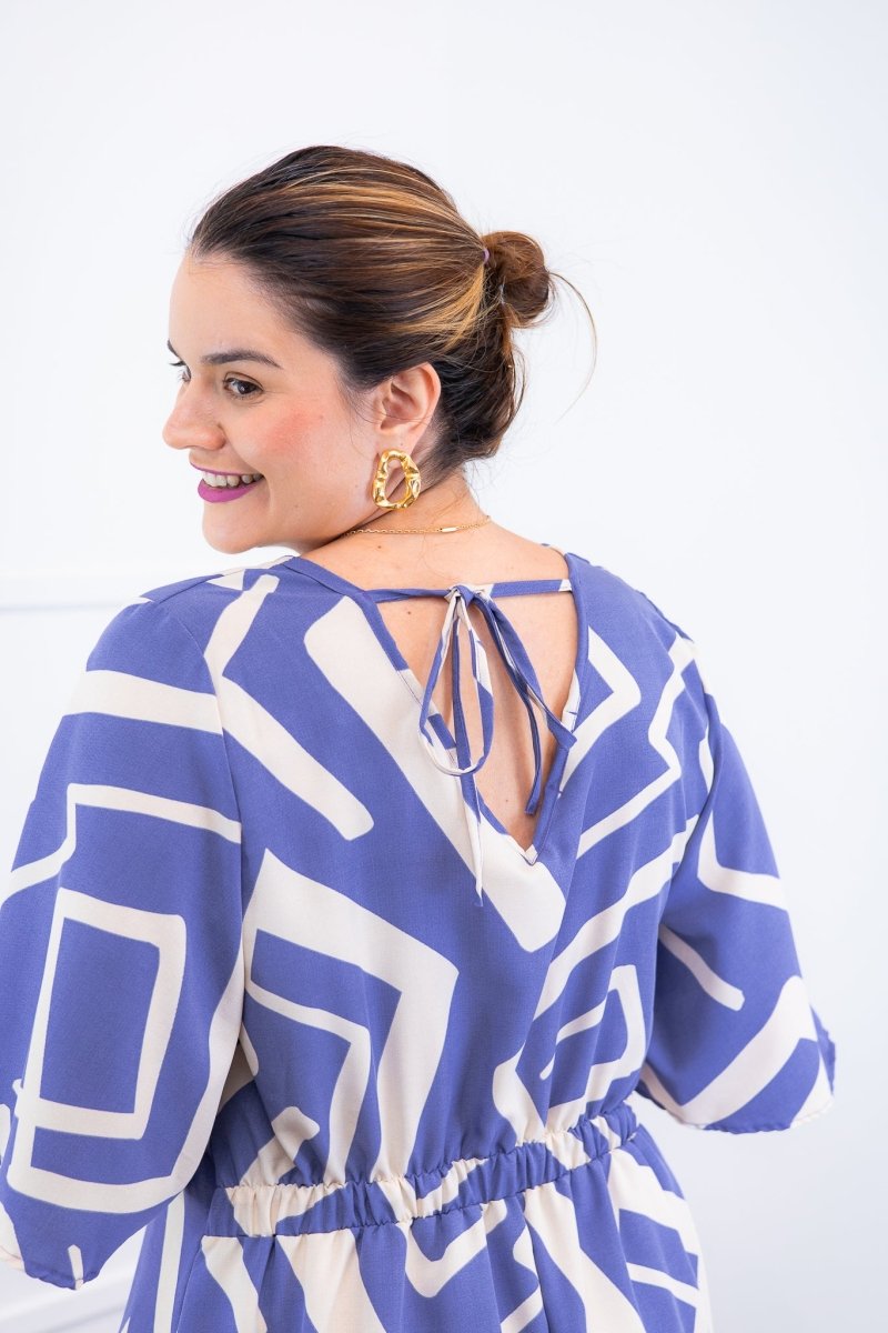 Vestido Sabrina - Decote V Manga Morcego em Viscolinho - Naguirre Shop