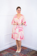 Vestido Sabrina - Decote V Manga Morcego em Viscolinho - Naguirre Shop