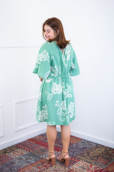 Vestido Sabrina - Decote V Manga Morcego em Viscolinho - Naguirre Shop