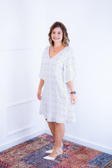 Vestido Sabrina - Decote V Manga Morcego em Viscolinho - Naguirre Shop