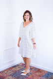 Vestido Sabrina - Decote V Manga Morcego em Viscolinho - Naguirre Shop