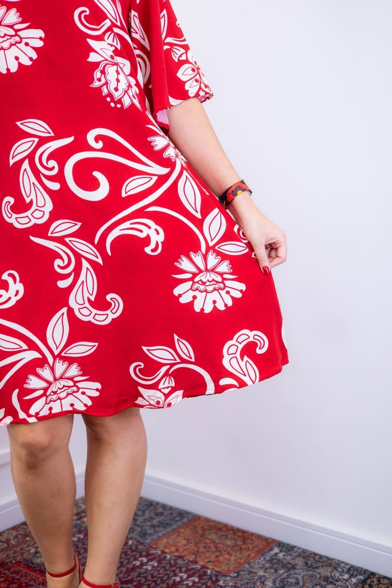 Vestido Sabrina - Decote V Manga Morcego em Viscolinho - Naguirre Shop