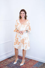 Vestido Sabrina - Decote V Manga Morcego em Viscolinho - Naguirre Shop