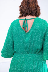 Vestido Sabrina - Decote V Manga Morcego em Viscolinho - Naguirre Shop
