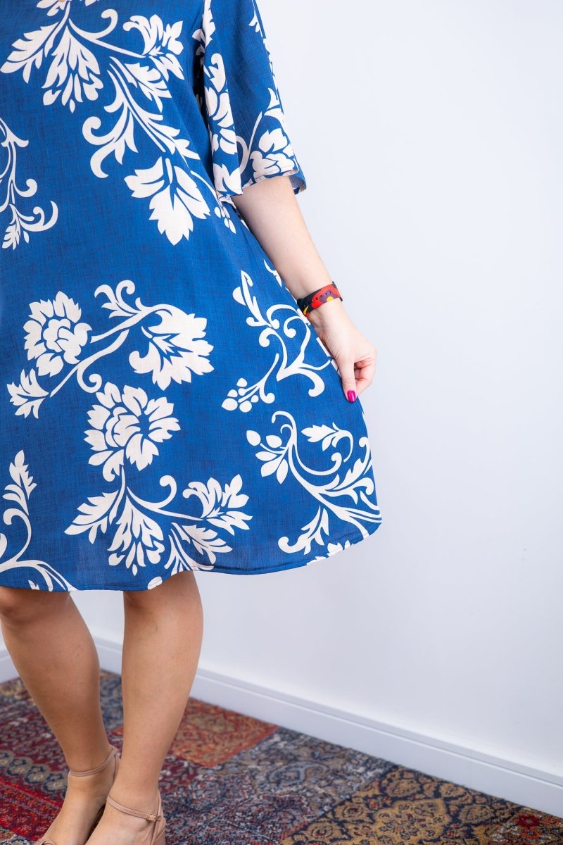 Vestido Sabrina - Decote V Manga Morcego em Viscolinho - Naguirre Shop