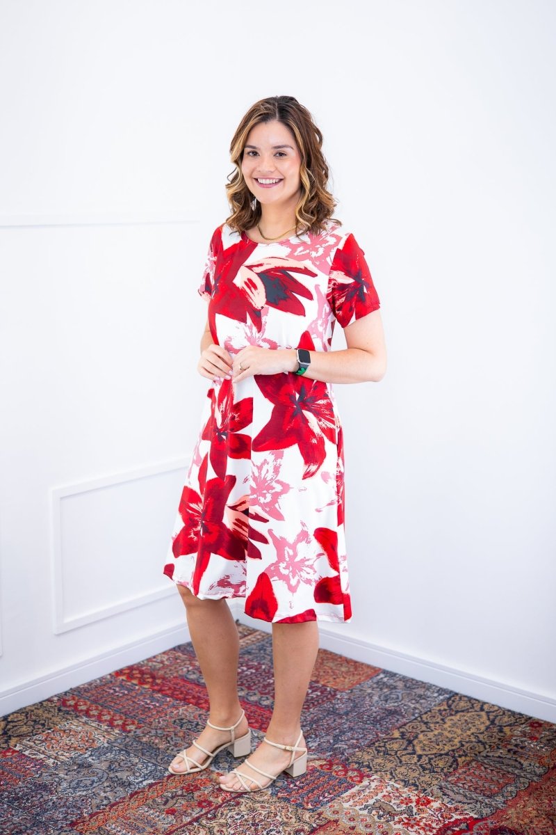 Vestido Sara - Malha Confort Deluxe Midi com Mangas e Bolsos - Naguirre Shop