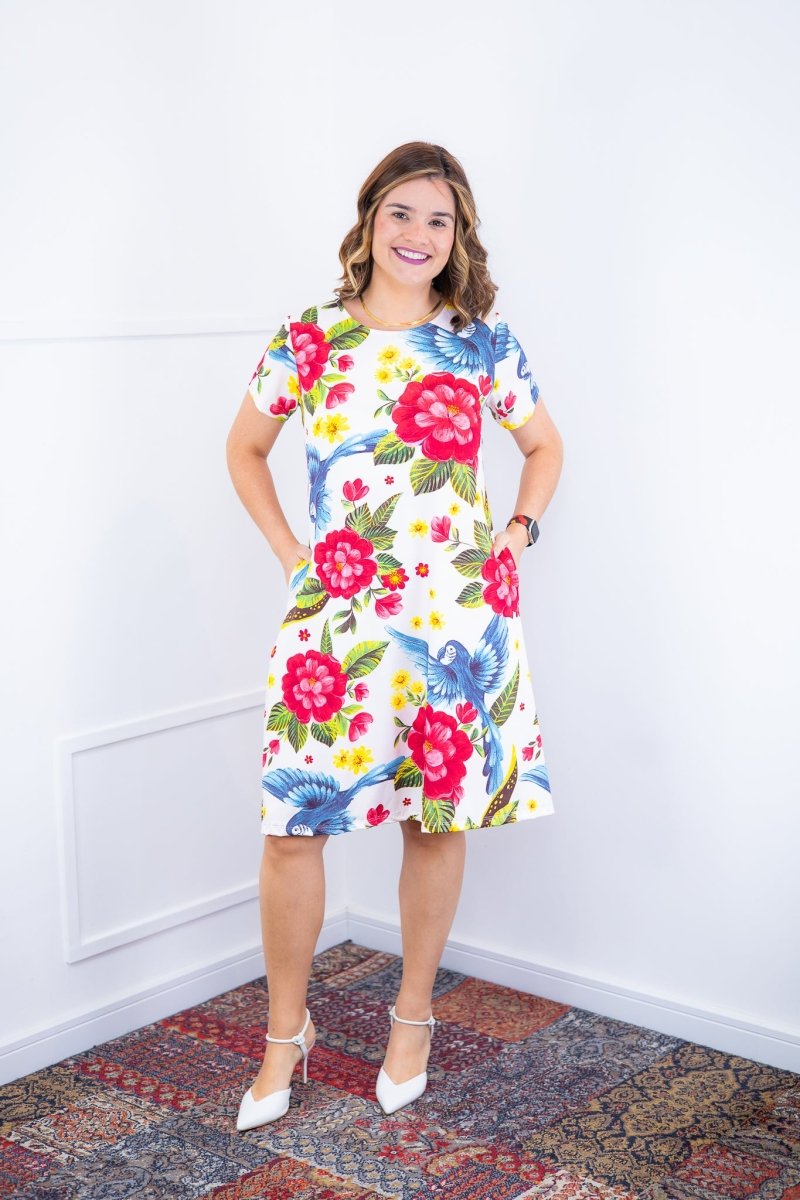 Vestido Sara - Malha Confort Deluxe Midi com Mangas e Bolsos - Naguirre Shop