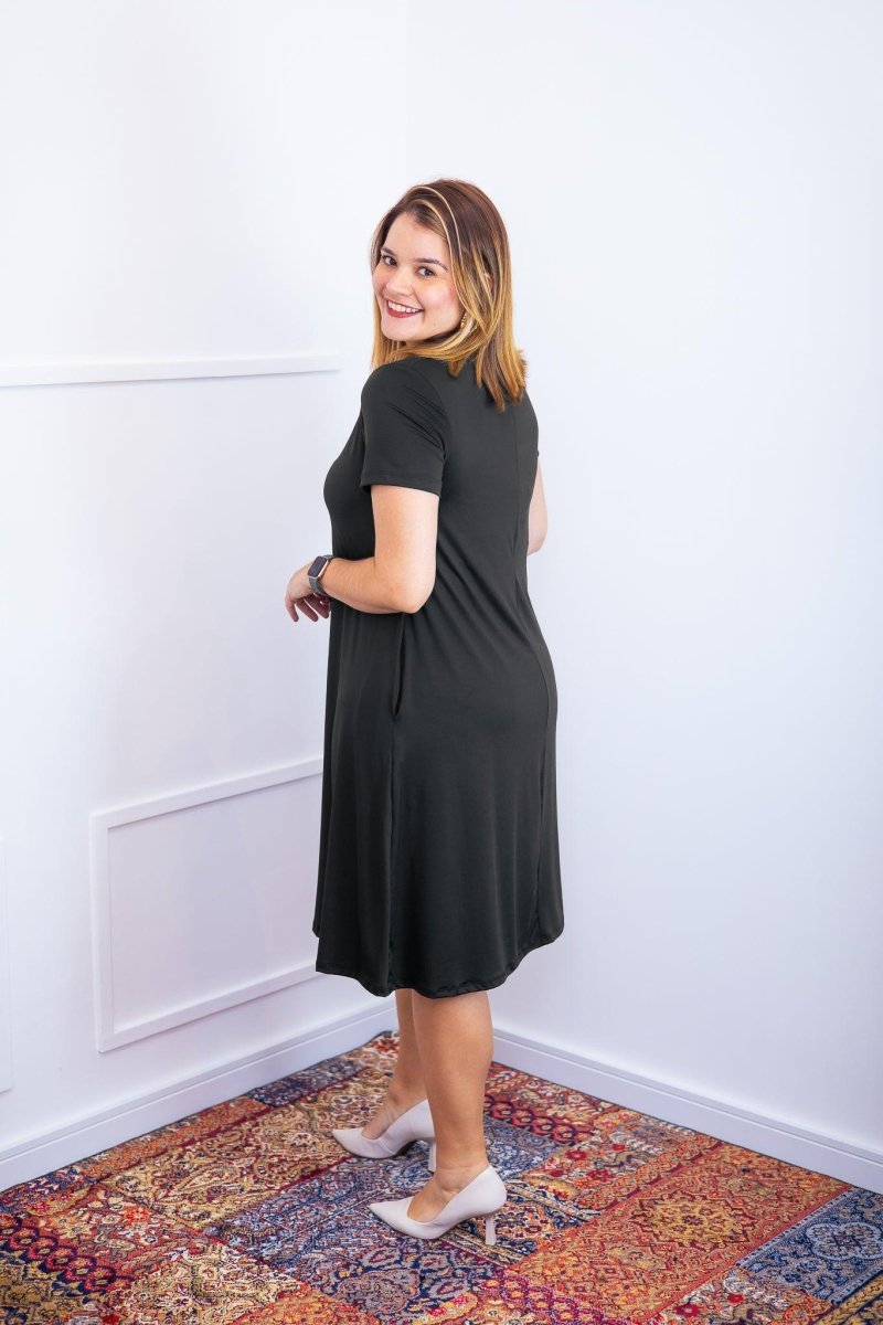 Vestido Sara - Malha Confort Midi com Manga - Naguirre Shop