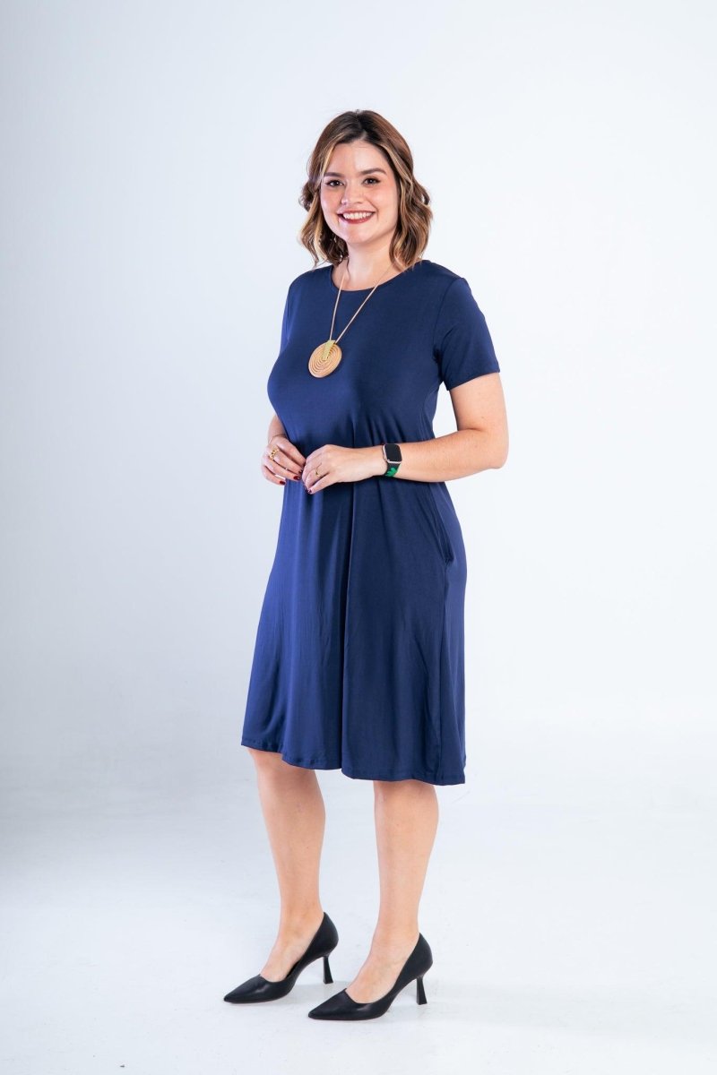 Vestido Sara - Malha Confort Midi com Manga - Naguirre Shop