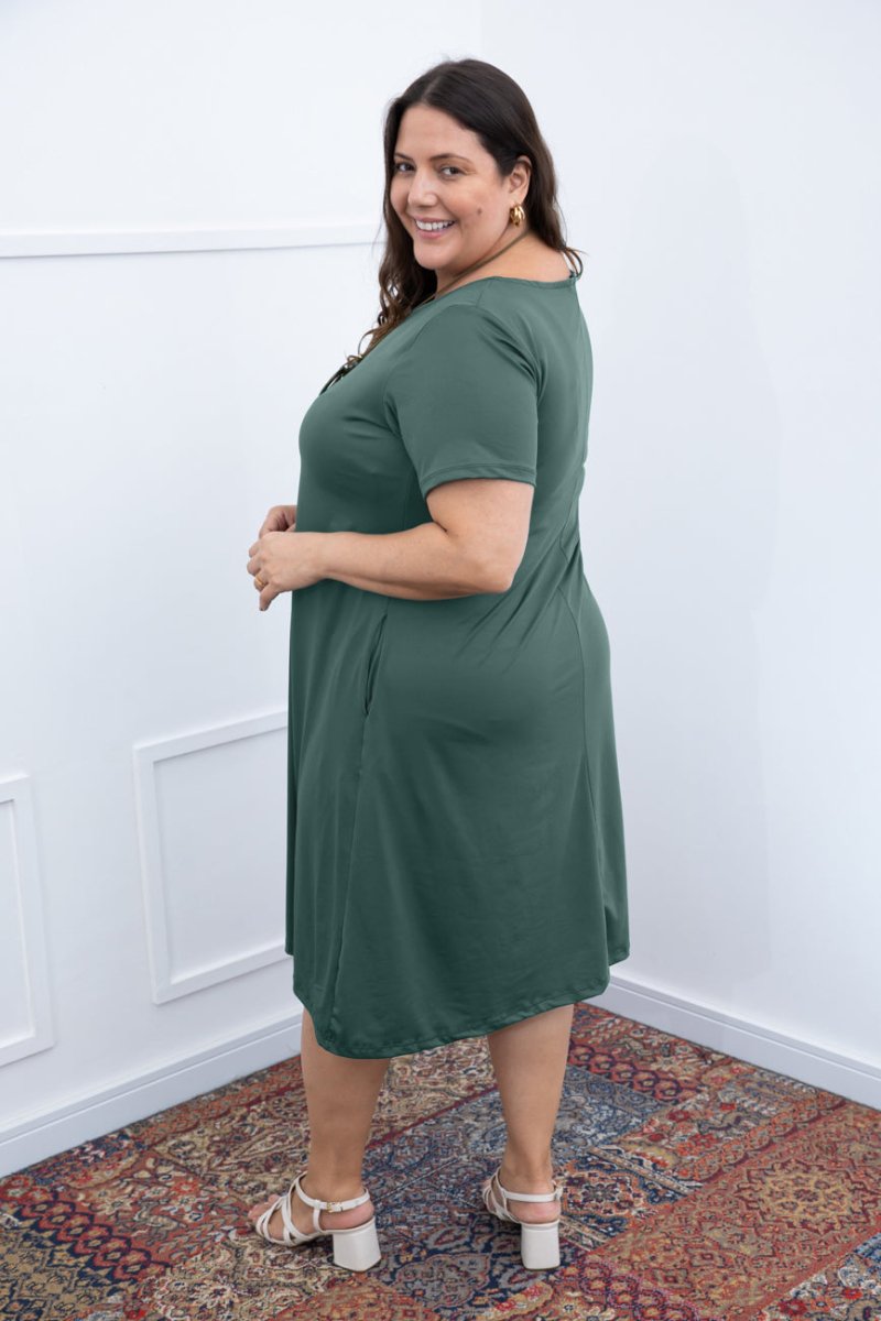 Vestido Sara - Malha Confort Midi com Manga - Naguirre Shop