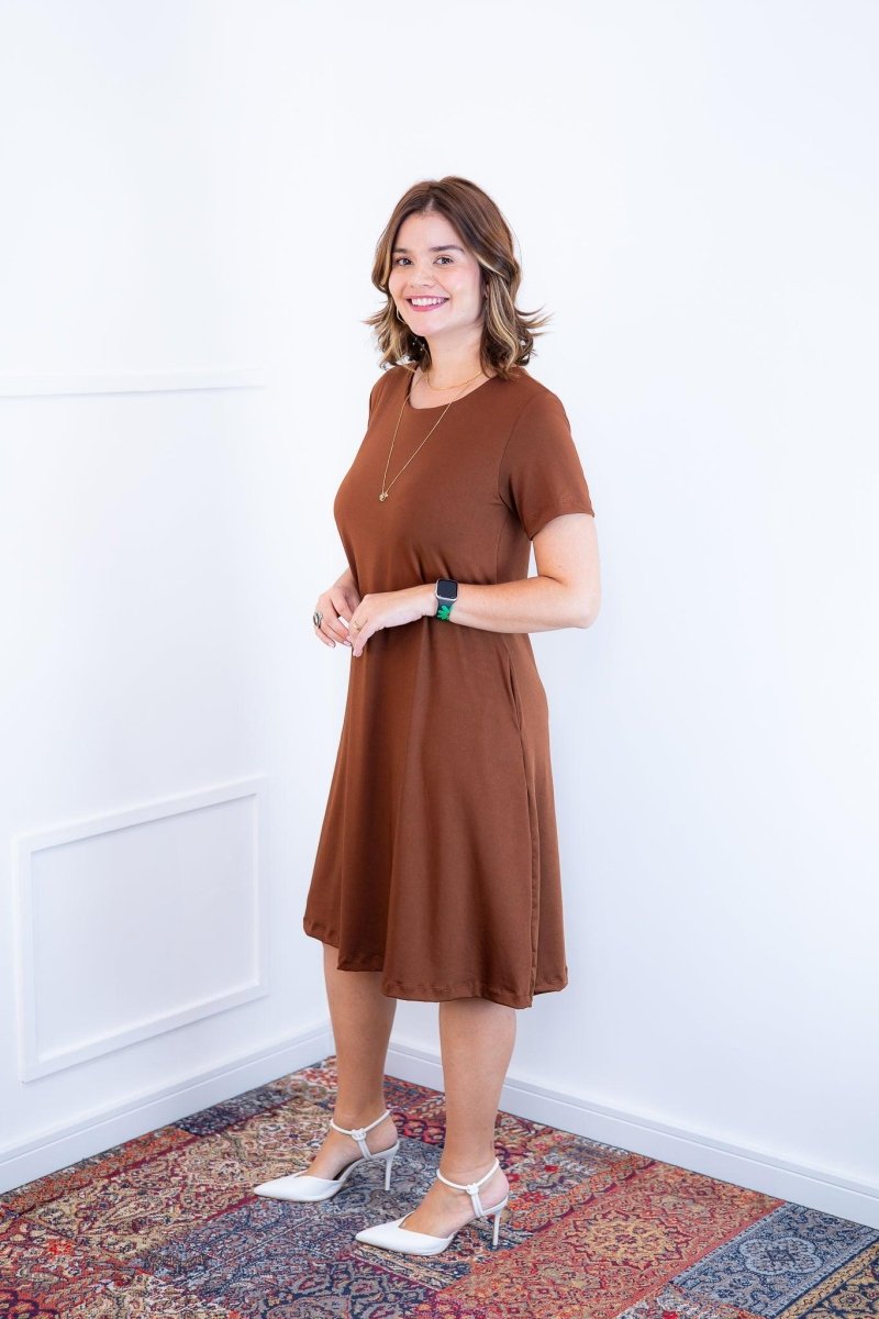Vestido Sara - Malha Confort Midi com Manga - Naguirre Shop