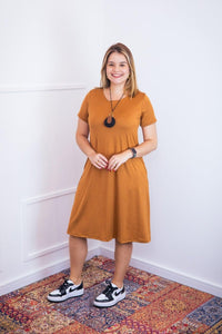 Vestido Sara - Malha Confort Midi com Manga - Naguirre Shop