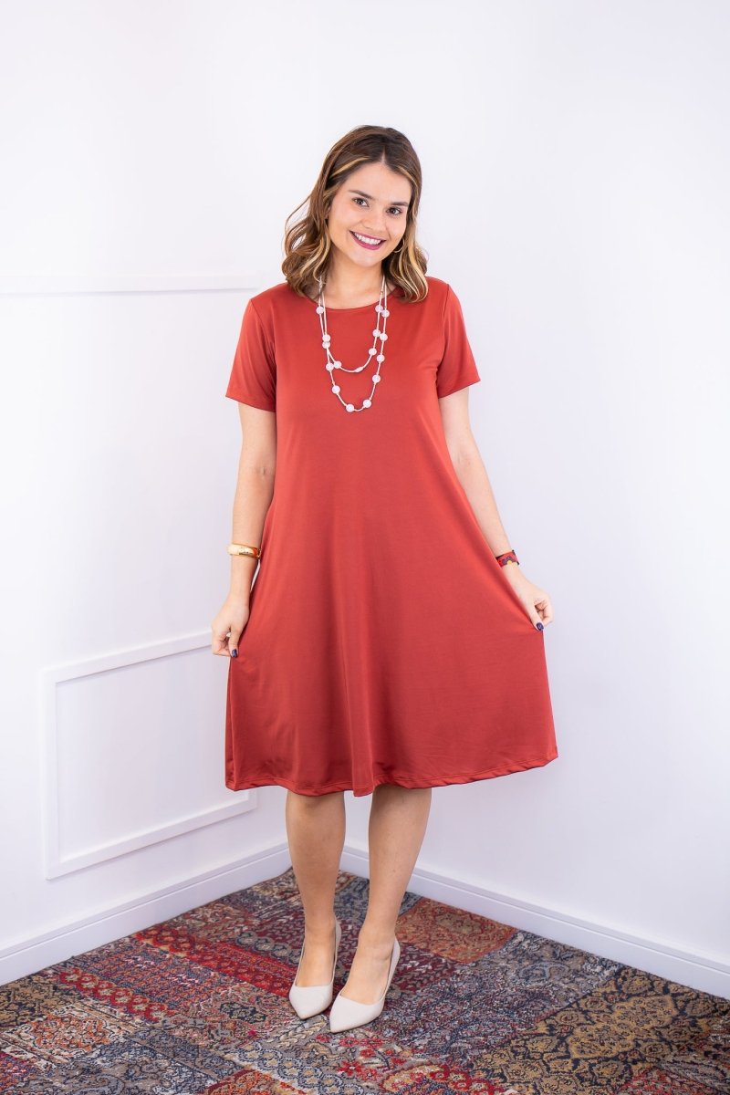 Vestido Sara - Malha Confort Midi com Manga - Naguirre Shop