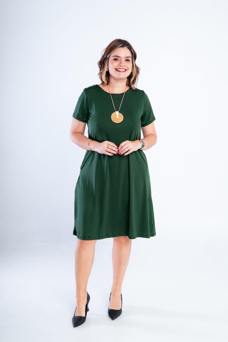 Vestido Sara - Malha Confort Midi com Manga - Naguirre Shop