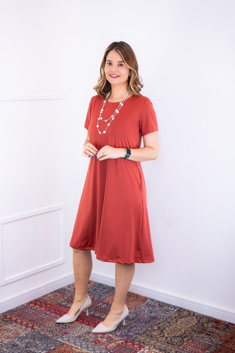 Vestido Sara - Malha Confort Midi com Manga - Naguirre Shop