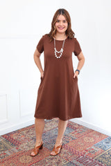 Vestido Sara - Malha Confort Midi com Manga - Naguirre Shop