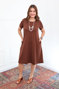 Vestido Sara - Malha Confort Midi com Manga - Naguirre Shop
