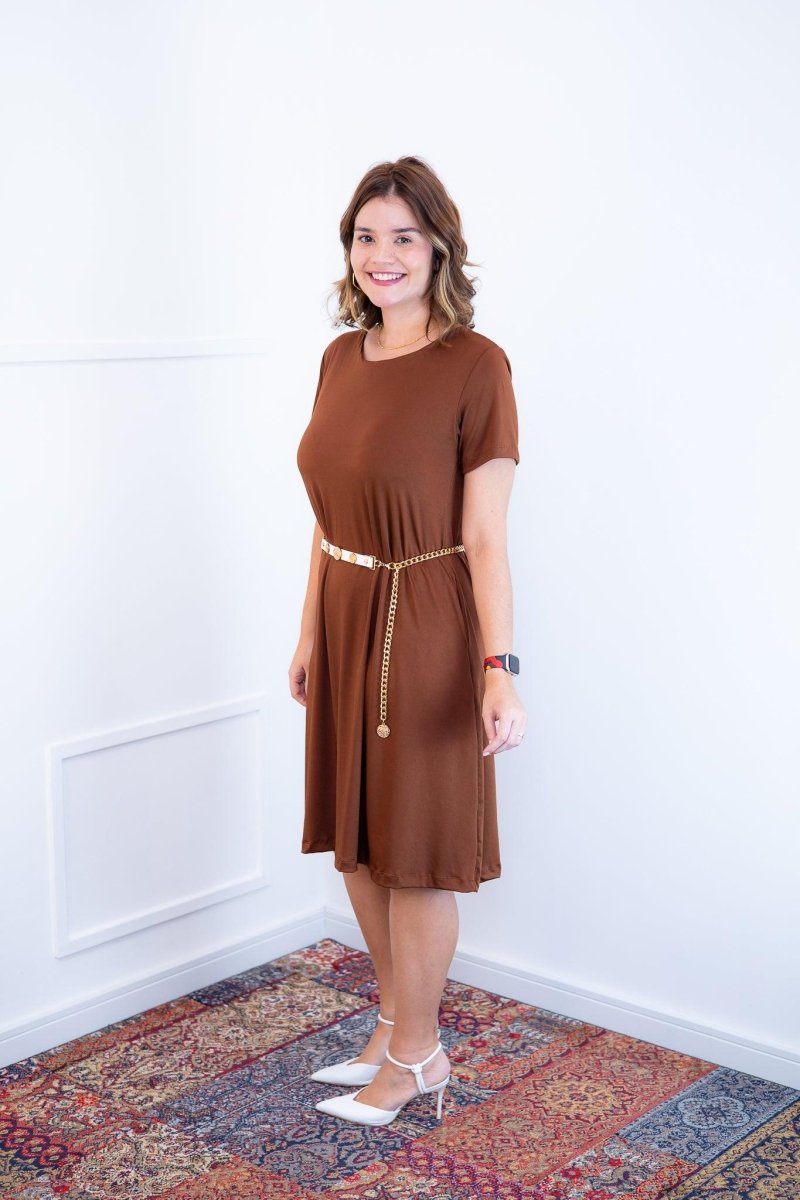 Vestido Sara - Malha Confort Midi com Manga - Naguirre Shop