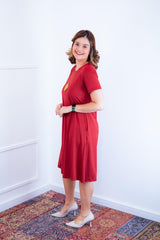 Vestido Sara - Malha Confort Midi com Manga - Naguirre Shop