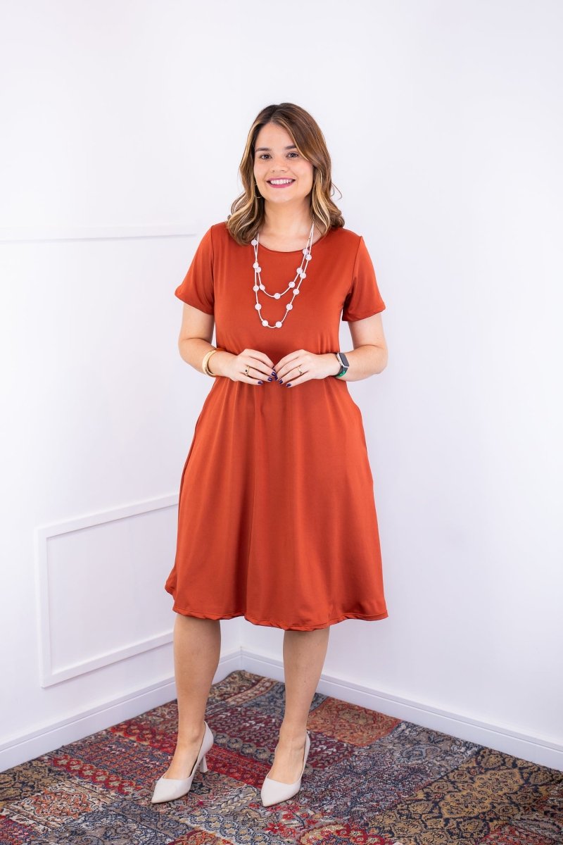 Vestido Sara - Malha Confort Midi com Manga - Naguirre Shop