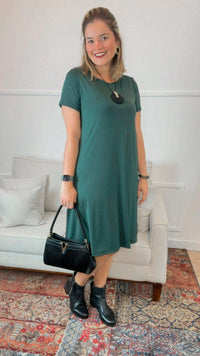 Vestido Sara - Malha Confort Midi com Manga - Naguirre Shop