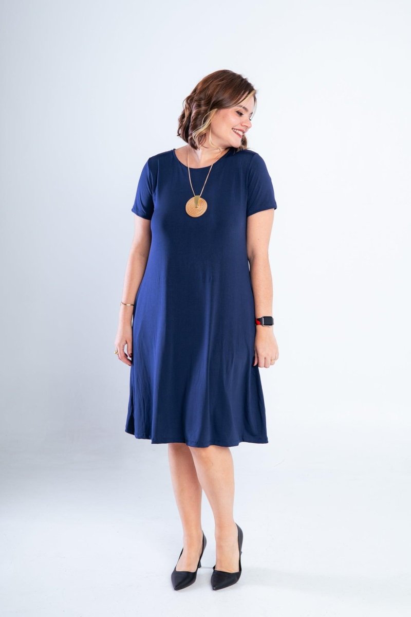 Vestido Sara - Malha Confort Midi com Manga - Naguirre Shop