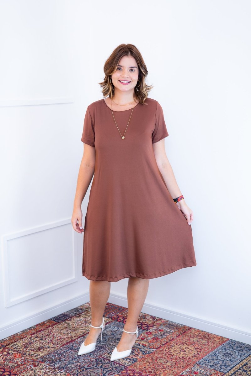 Vestido Sara - Malha Confort Midi com Manga - Naguirre Shop