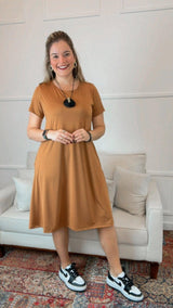 Vestido Sara - Malha Confort Midi com Manga - Naguirre Shop