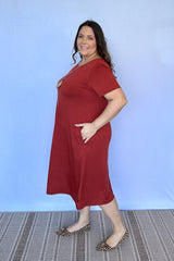 Vestido Sara - Malha Confort Midi com Manga - Naguirre Shop